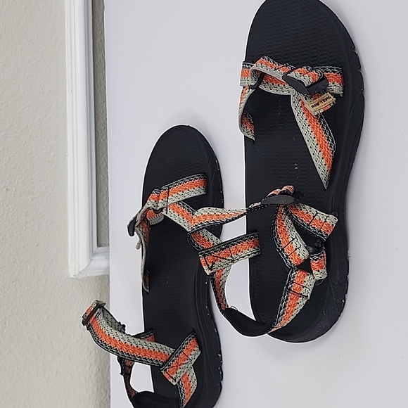 ❤️2$18 Rafters Stillwater Black Orange Strappy Men  Sandals Size 11M - Picture 1 of 9
